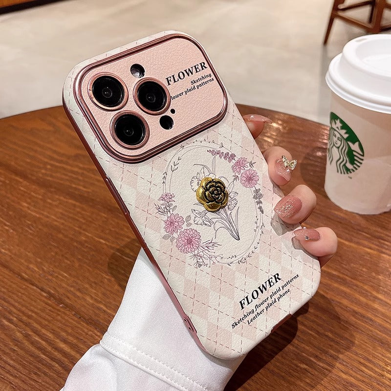 Accessories Camellia is suitable for Apple 15promax mobile phone case, new iphone14 anti-drop protective case, men's retro premium.