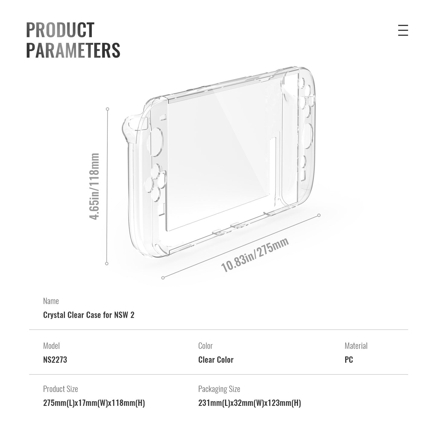 Suitable for Nintendo switch2 generation protective case ns2 transparent crystal box NS2 game console split all-inclusive case