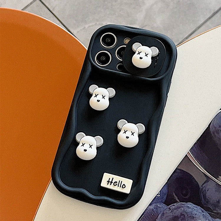 Accessories three-dimensional violent bear for Apple 14 mobile phone case new couple niche iphone15promax boys and girls 11