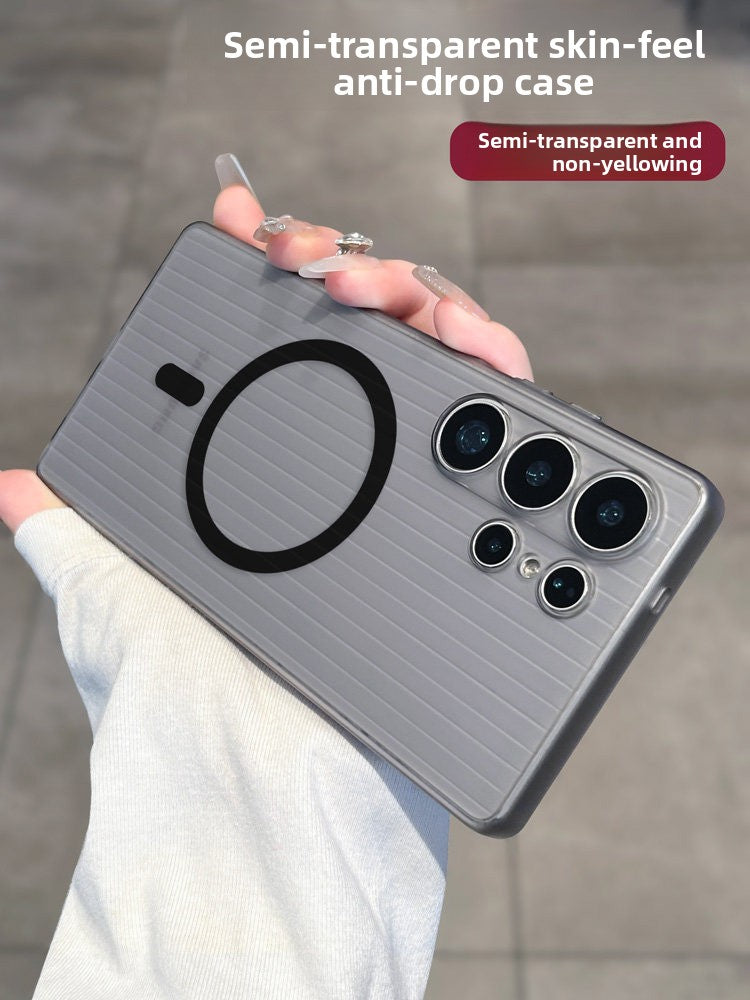 Geometric for samsung s26ultra mobile phone case corrugated magnetic suction s25 + protective case galaxy case s26 transparent matte samsung ultra-thin all-inclusive anti-drop premium women's Phone accessories