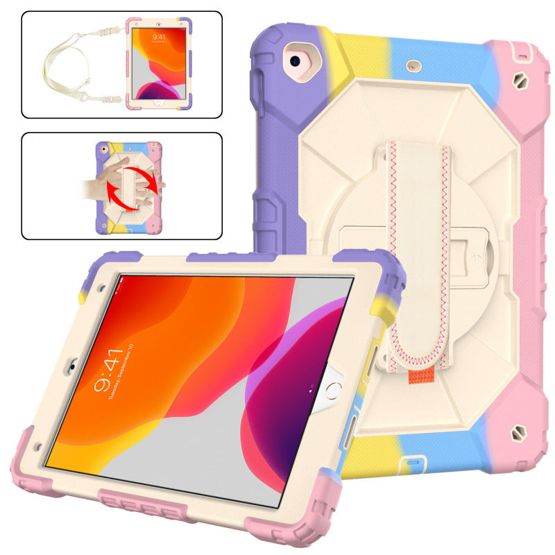 Applicable to iPad 10.2 inch tablet silicone cover iPad9th generation 8th generation 7th generation silicone portable rotating bracket protective case protective Accessories