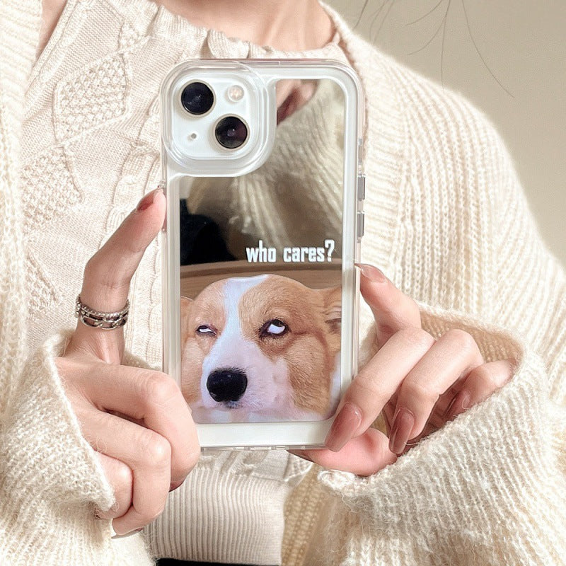 Accessories (Shipping fee not included) Apple Huawei Mirror Cartoon Creative Fun Sunglasses Kitten Mask Puppy Phone Case 13/14/P50/P40