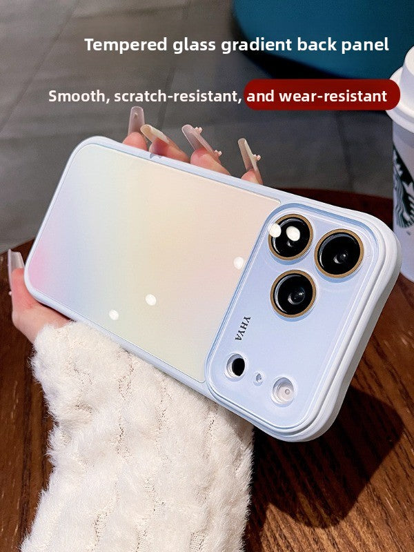 Gradual change smudged glass for iPhone 17promax mobile phone case The new iPhone16 seconds becomes larger Windows integrated lens film 15pro Ice cooling women's case Phone accessories
