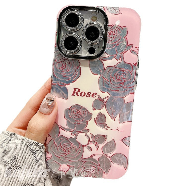 Accessories for high-end aesthetic feather rose bracelet iphone15promax mobile phone case Apple 14 new 13