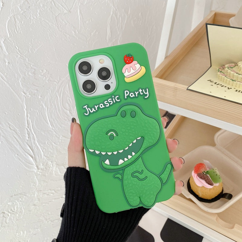 Accessories (Shipping fee not included) Stereo green dinosaur for iPhone14promax Apple 13 mobile phone case 12 new 11 creative 14Pro