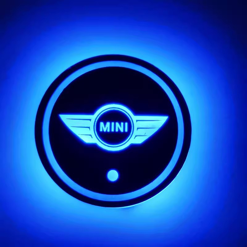 (Free shipping) Full brand Car LED light water coaster Colorful water coaster Car atmosphere light USB charging Non-slip mat