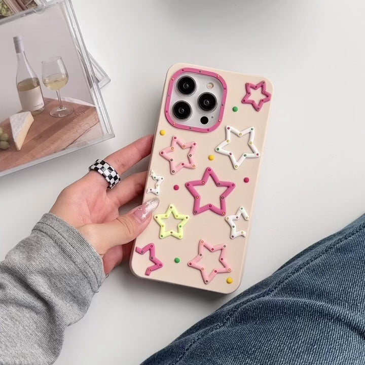 Accessories three-dimensional girl color stars for iphone14pro max mobile phone case apple 13 silicone soft case 12