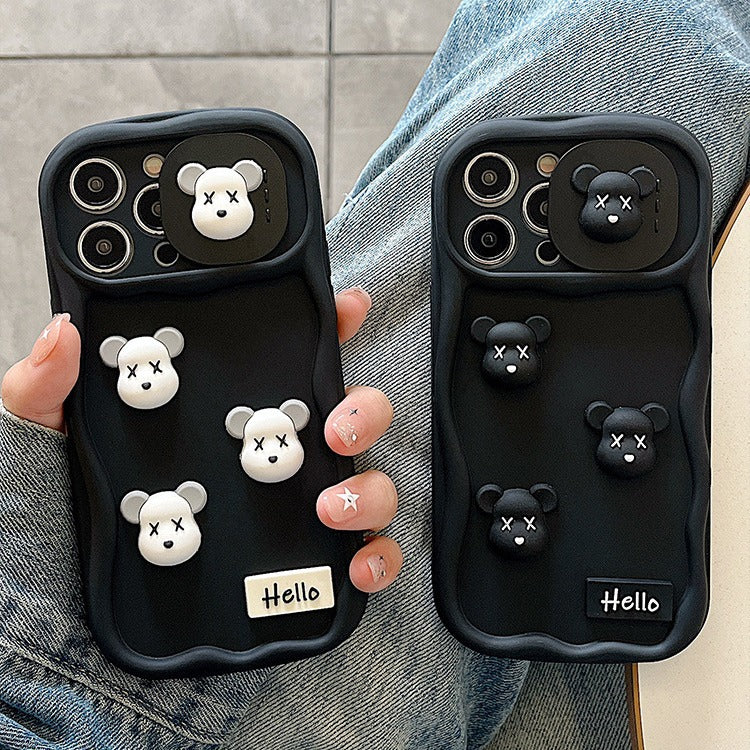 Accessories three-dimensional violent bear for Apple 14 mobile phone case new couple niche iphone15promax boys and girls 11