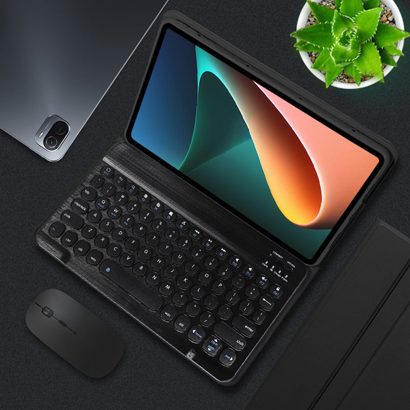 Applicable to 11-inch Xiaomi 5Pro Bluetooth keyboard case Xiaomi 6 tablet 2023 round hat keyboard leather case mouse protective Accessories