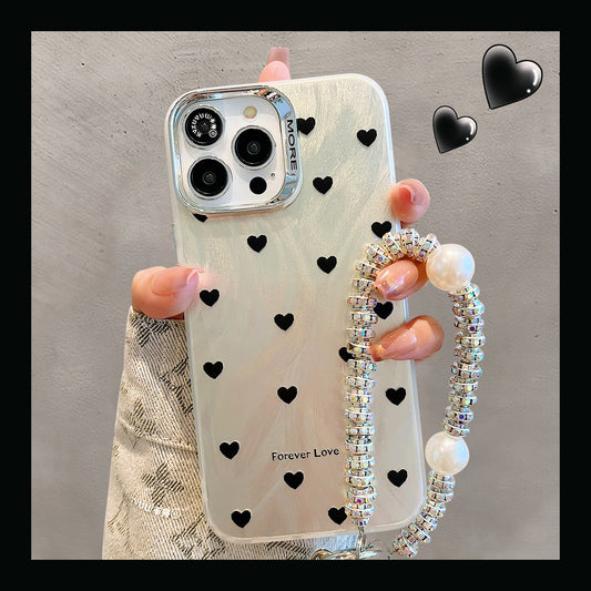 Accessories for Apple 15 mobile phone case iphone14promax feather yarn English polka dot love bracelet 13 simple ins