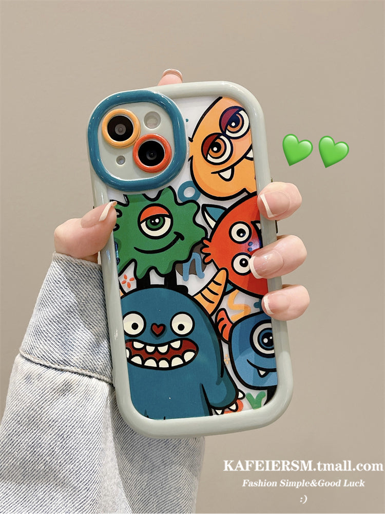 Accessories for iphone15promax mobile phone case Apple 13 fun cute little monster 13 pro cartoon new female