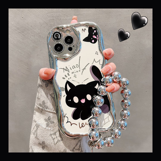 Accessories for Apple 15 mobile phone case iphone14promax black cat bracelet 13 fun cartoon 12 cute new models