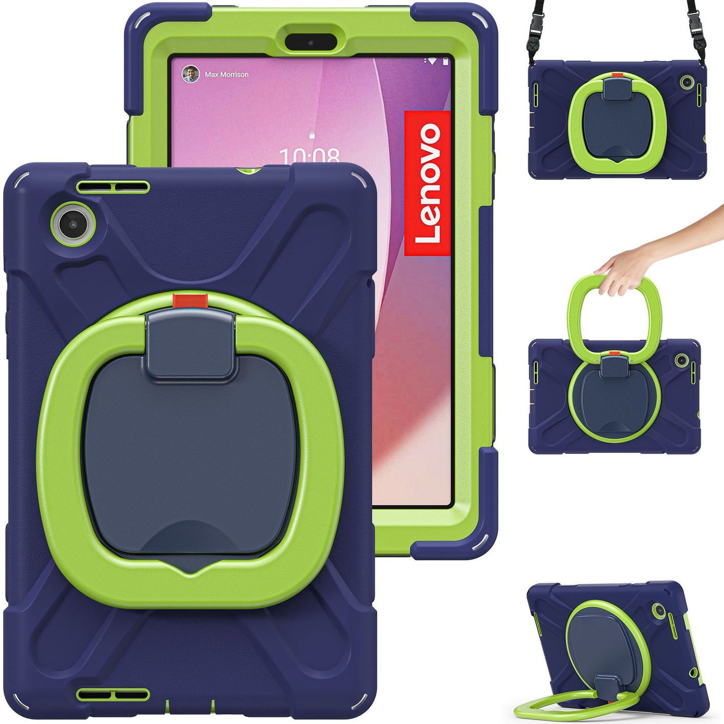 Applicable Lenovo M8 tablet 4th generation 2023 silicone anti-drop case protective cover TB-300FU bracelet bracket long shoulder strap protective Accessories