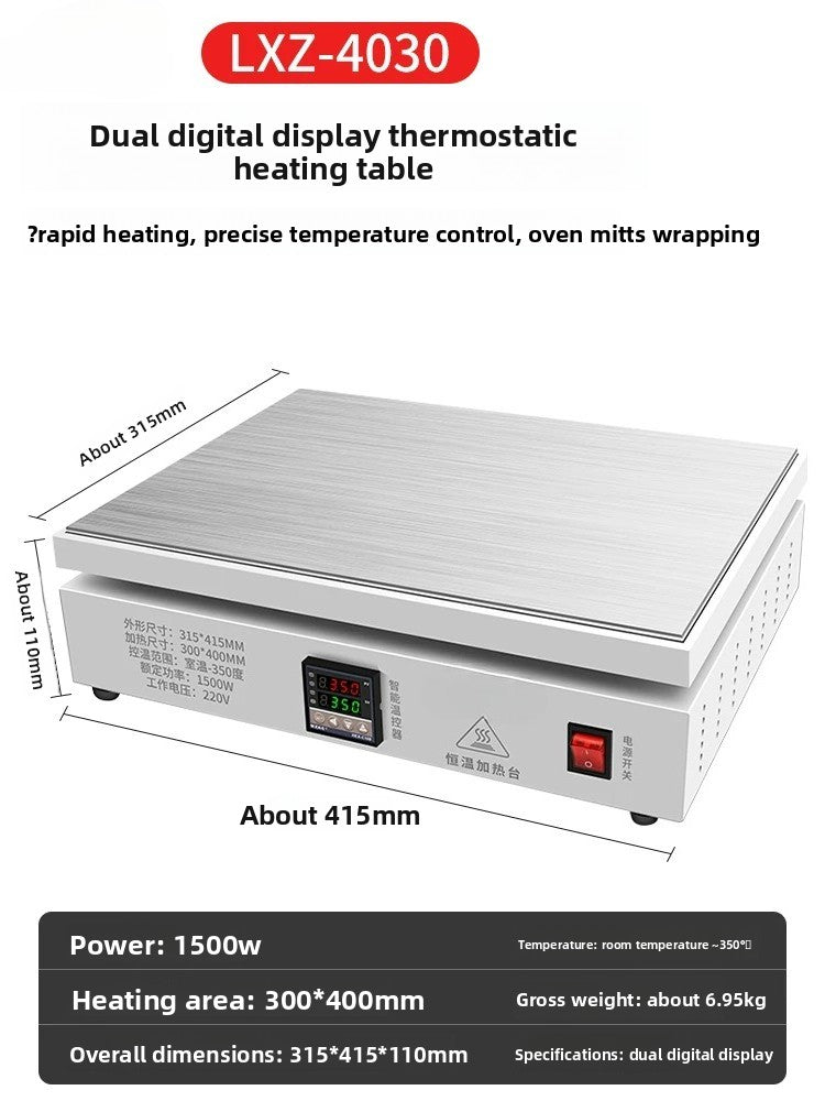 Digital display automatic preheating table heater platform mobile phone maintenance electric heating constant temperature plate led lamp bead dismantling and welding adjustable temperature Repair tools