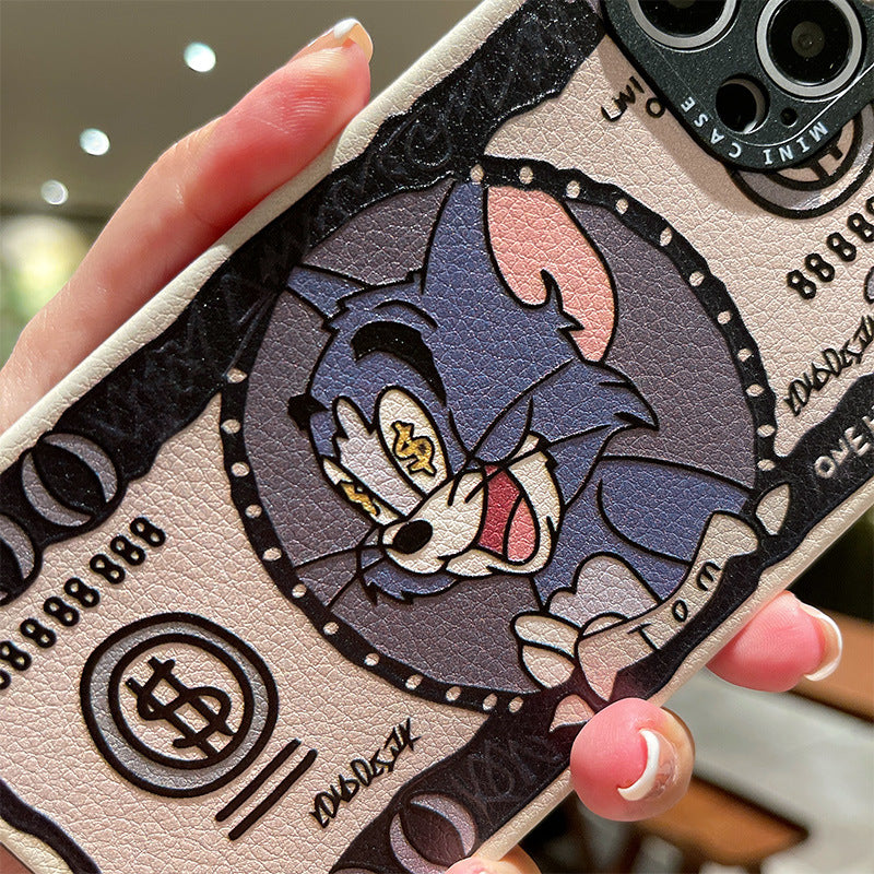 Accessories banknotes cat and mouse for iphone15 mobile phone case apple 14 silicone case 12pro max soft case 11