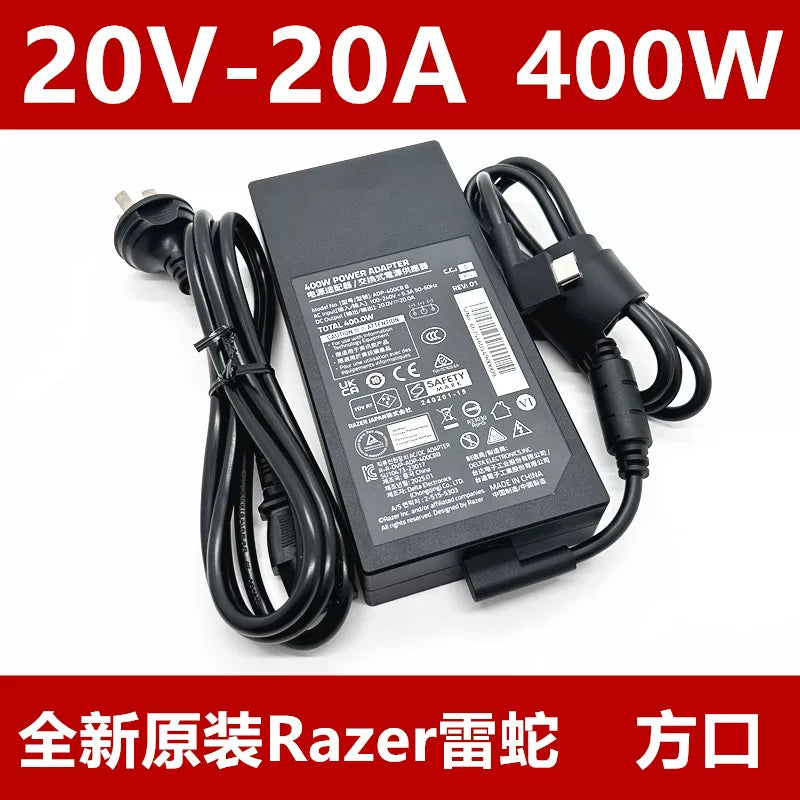 Genuine New ADP-400CB B 400W 20V 20A Razer 3-pin tip AC Adapter Charger for Razer Blade 18 (2025) RC30-0529 RZ09-0529 Power supply Razer laptop repair parts