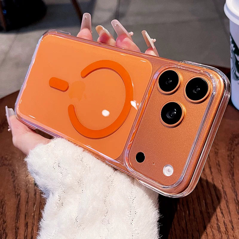 Frameless high magnetic permeability for iPhone 17promax mobile phone case New iPhone16magsafe strong magnetic adsorption Color magnetic attraction ring 15 Frameless transparent case Phone accessories