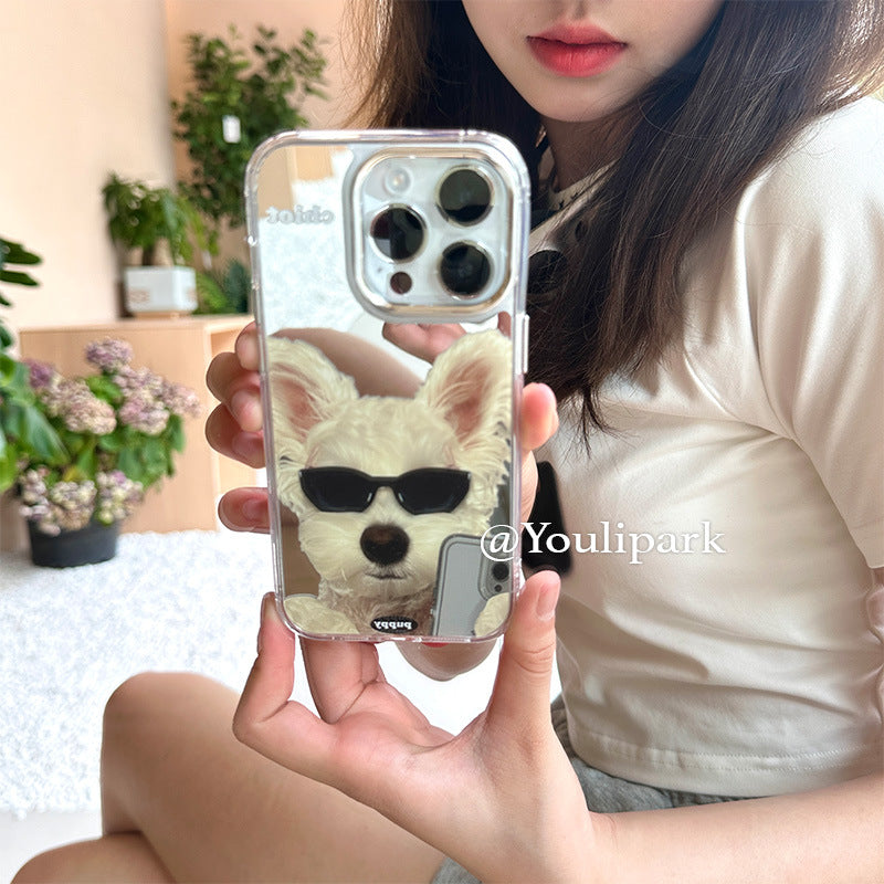 Accessories ins niche fun funny sunglasses for puppies Apple 14ProMax electroplating 14 new 12Pro soft mirror