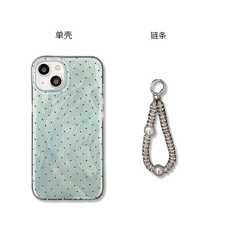 Accessories Premium fresh blue-green laser polka dots for Apple 15promax mobile phone case iphone13 new 12 trendy