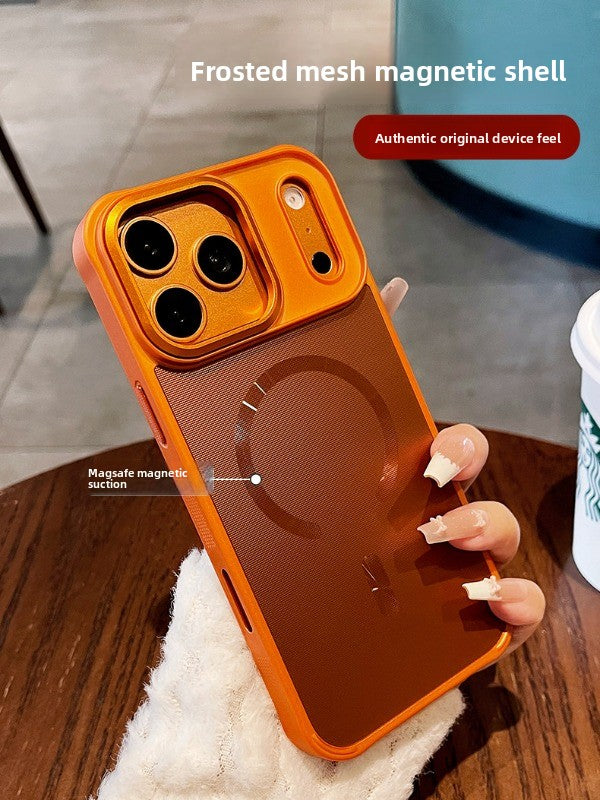 Frosted mesh Magnetic suction For iPhone 17promax mobile phone case New iPhone18Pro skin feel non-slip all-inclusive anti-drop 16Pro strong magnetic adsorption men's and women's shell Phone Accessories