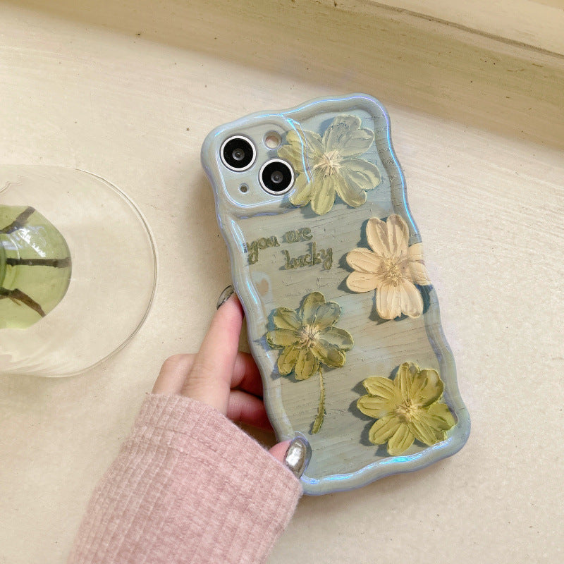 Accessories for iphone14promax new oil painting flower apple 13promax mobile phone case 12 silicone soft case 11