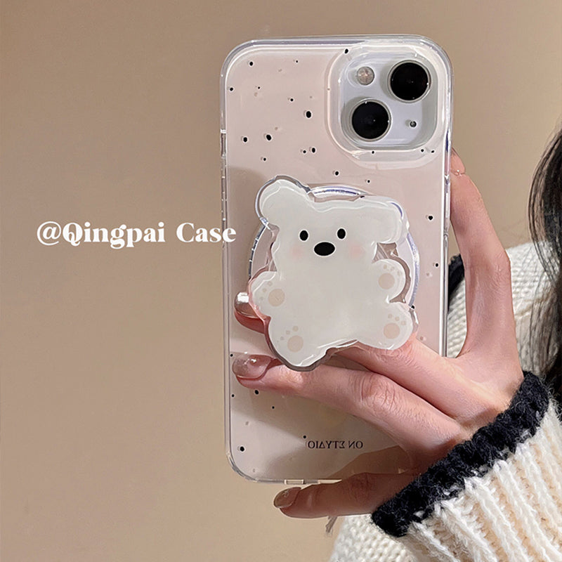 Accessories Korean ins puppy magnetic suction bracket for iPhone15promax mobile phone case Apple 14 new 13 women's models