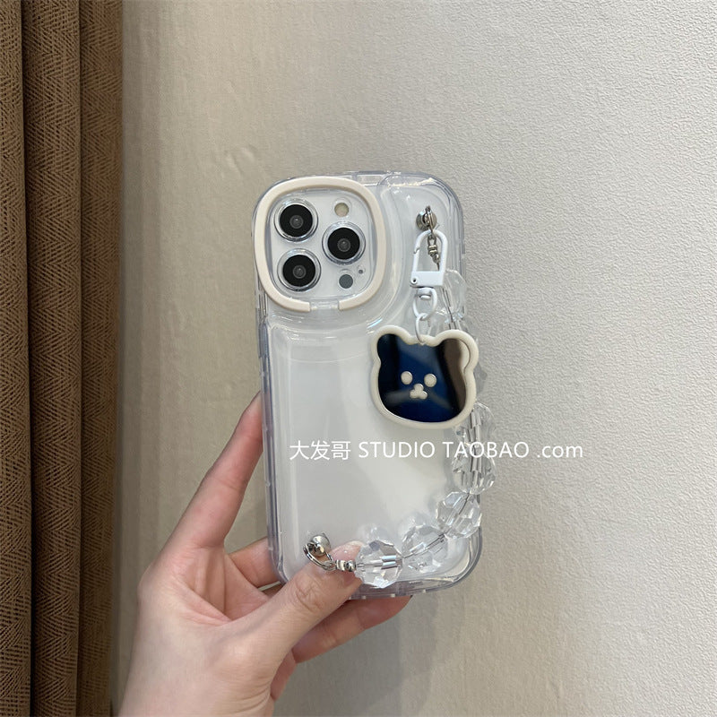 Accessories (Shipping fee not included) Cute transparent bear mirror 11 for Apple 14Promax mobile phone case 12 female 13pro Apple 13promax