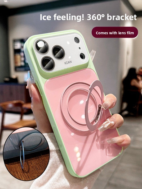 Ice 360 ° bracket for iphone17promax mobile phone case iPhone 16pro new second becomes large window lens all-inclusive 15 anti-drop protection 14 advanced color contrast 13 heat dissipation case women's Phone accessories