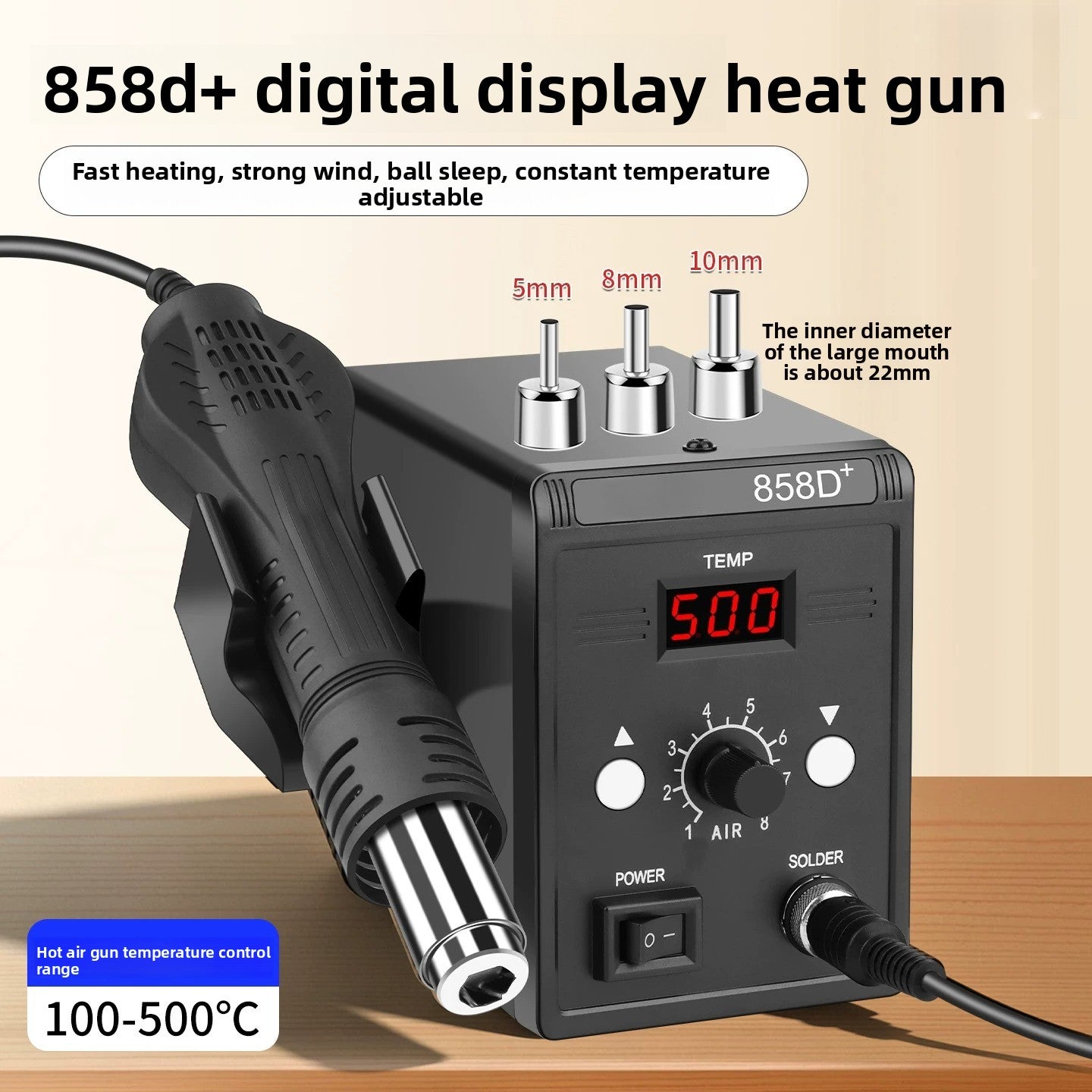 Welding table electric soldering iron hot air gun 2-in-1 mobile phone repair dismantling welding gun small high temperature solder 8586d phone laptop repair tools