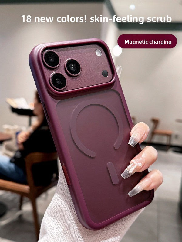 Semi-transparent matte magnetic suction For iPhone 18promax mobile phone case new iPhone17 new color scheme matte texture 16pro large hole lens advanced sense of men and women shell Phone Accessories