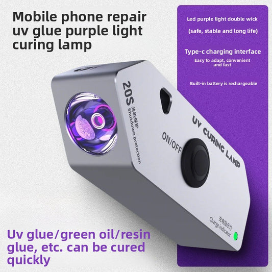 Mobile phone repair uv glue purple light curing light green oil three-second oil aluminum alloy LED double wick curing light