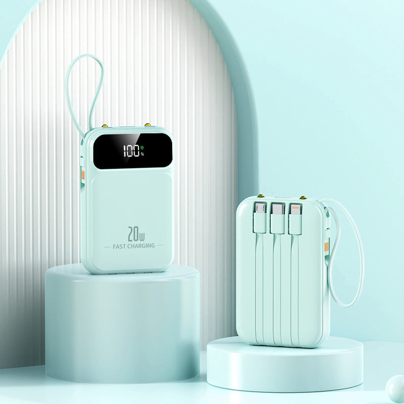 Power bank super fast charging mini with its own cable 20000mAh mobile power supply