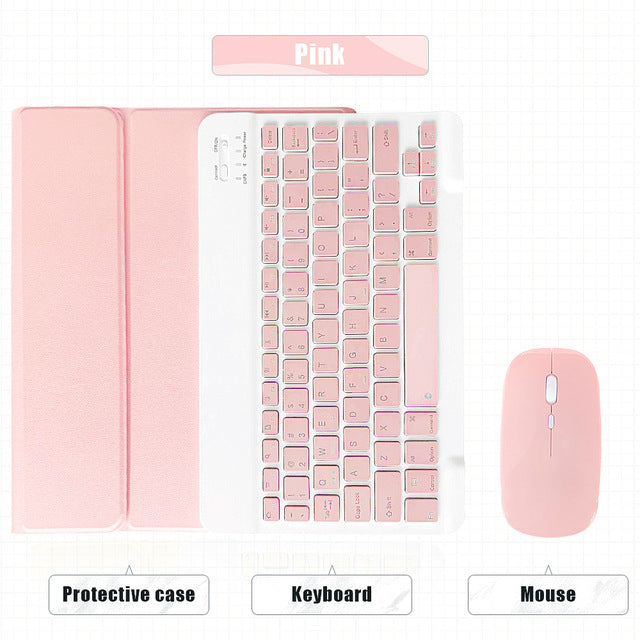 Applicable ipad 10th generation 2022 bluetooth keyboard leather case silicone pen slot Pro11 tablet Air4 protective case 5 mouse protective Accessories