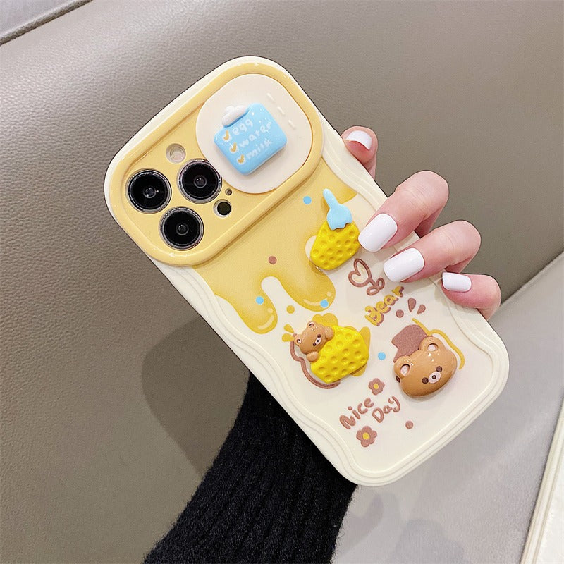 Accessories Cheese Cheese Bear Sliding Window for Apple 14promax Mobile Phone Case iphone13 Cute 11 Soft Case 12