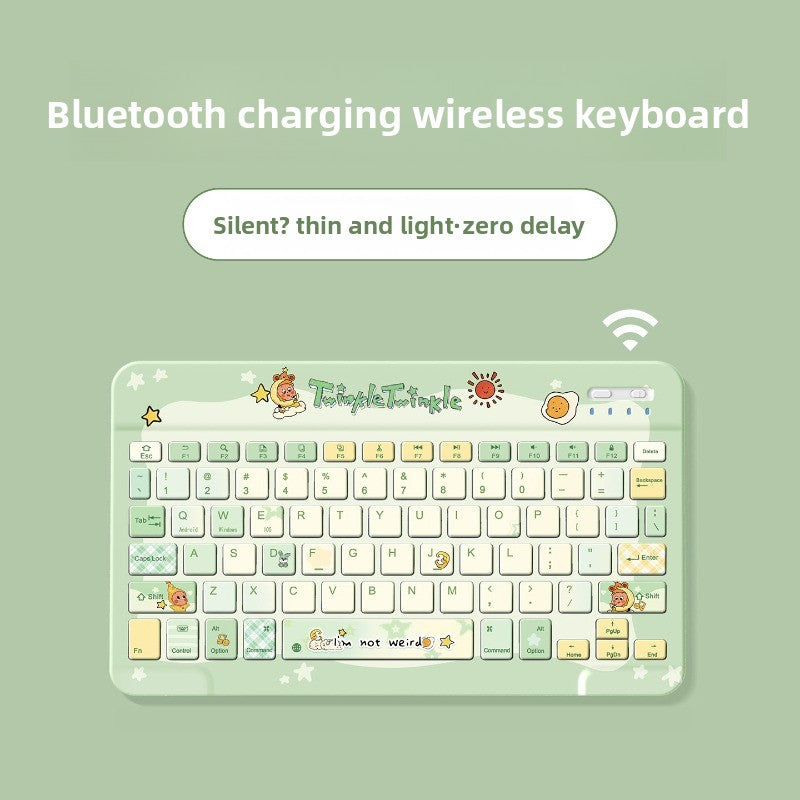 Bluetooth Keyboard Mouse Set For Apple Huawei Xiaomi Tablet PC External Notebook Wireless Silent Light 0 Delay Office Game iPad Charging Girls Cute Stars Tablet Accessories