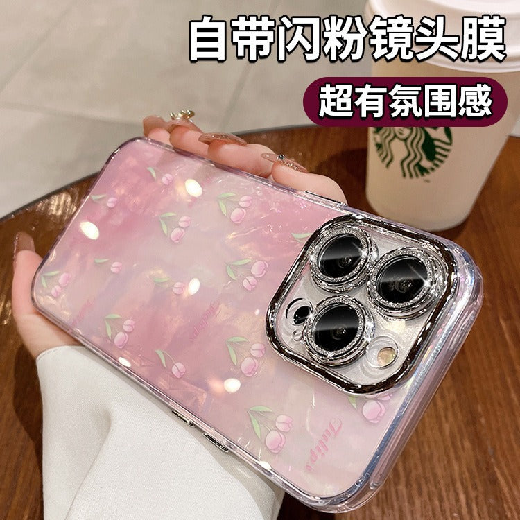 Accessories Tulip shell pattern is suitable for Apple 15promax mobile phone case, the new iphone14pro gradual change is small and fresh