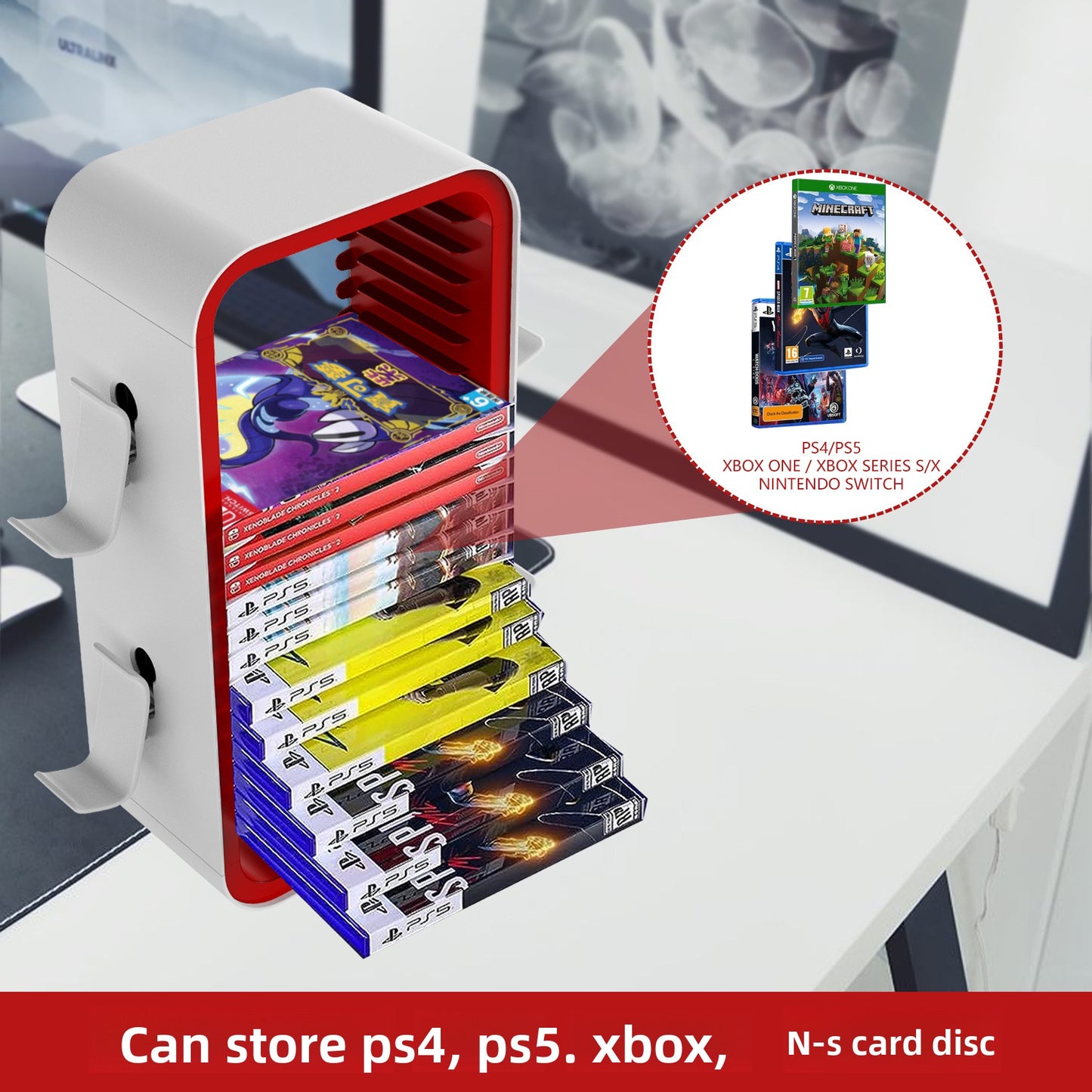Xbox Multifunction PS5 Game Disc Holder Game Small Disc Holder Storage Rack without Double Charge KP06