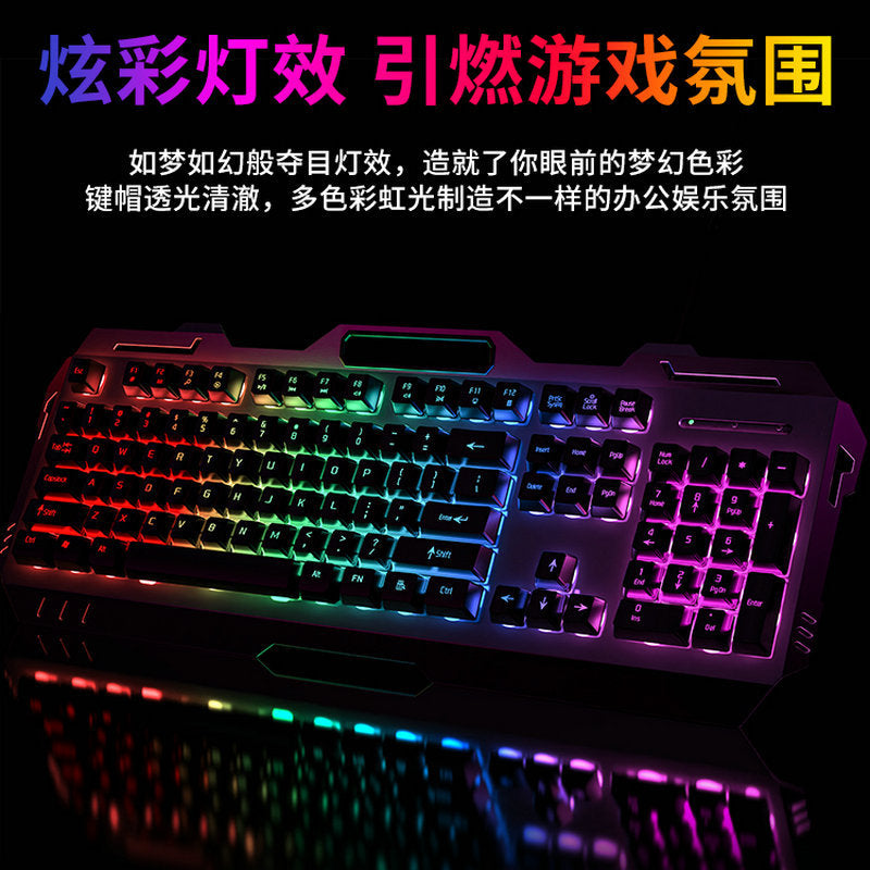 (Shipping fee not included) Cross-border mechanical tea shaft feel keyboard mouse earphone set laptop wired keyboard mouse e-sports game