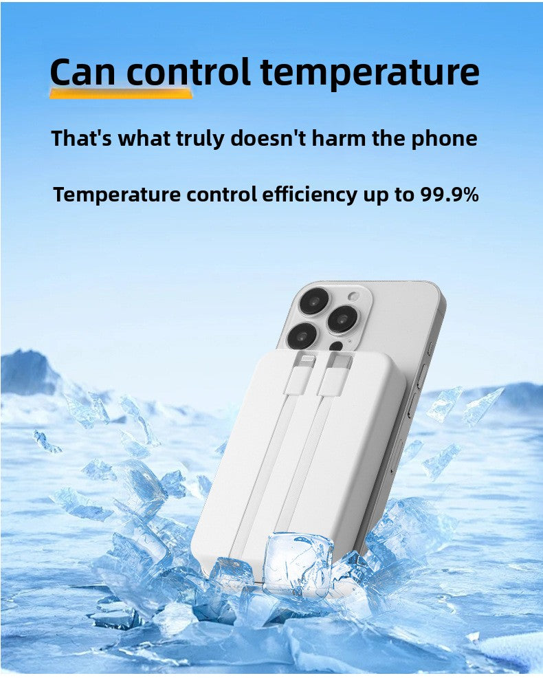 Magnetic wireless MagSafe power bank, large capacity, self-contained cable, fast charging mobile power supply.