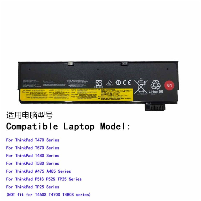 (Shipping fee not include)forFor  Lenovo T470 T570 T480 P51S P52S A475 485 01AV422  repalcement battery 61