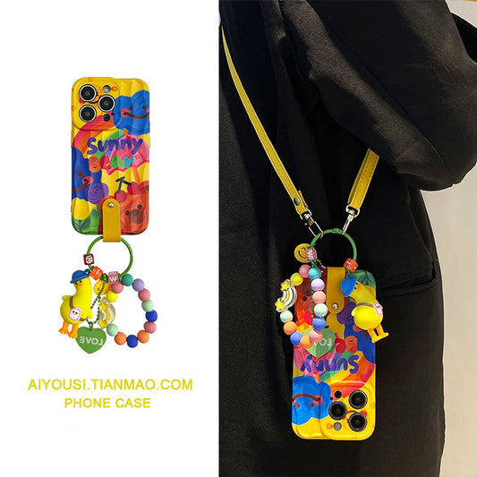 Accessories Internet celebrity super fire little yellow duck pendant for apple 14pro mobile phone case iphone13 graffiti 12/12pro