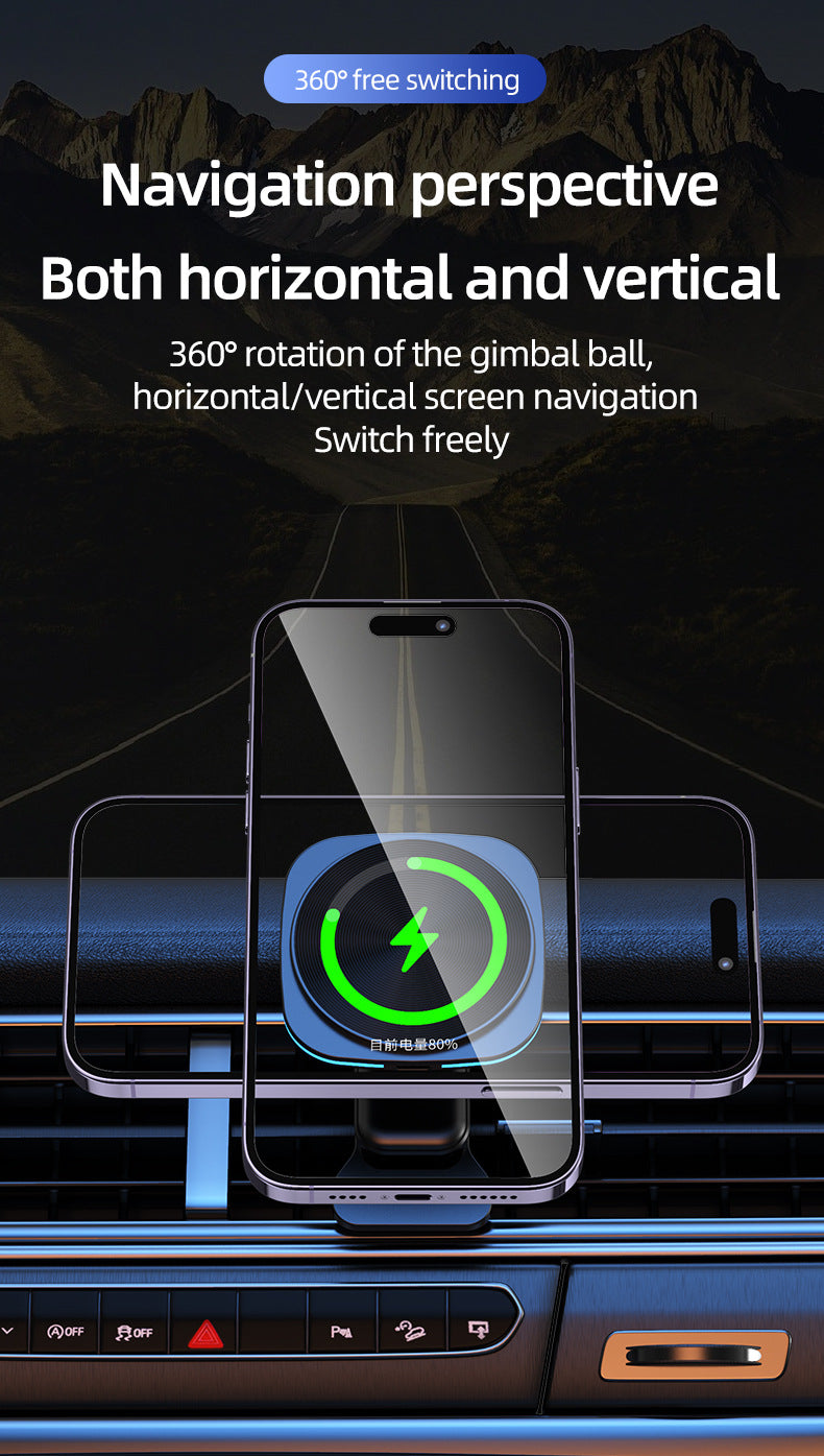 Car magnetic wireless charging 15w magnetic wireless charger, wireless magnetic attraction is suitable for Apple Android mobile phones