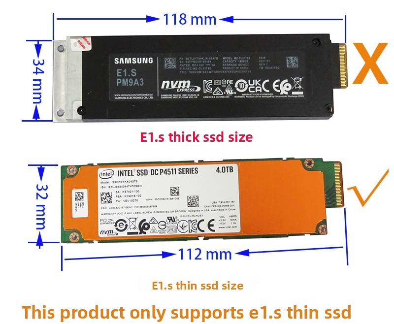 PCIEe x8 to 2 port EDSFF E1.S SSD RAID array expansion adapter card main board PCIE split card Repair Tools