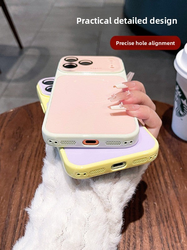 Large window contrast magnetic suction for iPhone 17promax mobile phone case New iPhone16 seconds change 17pro Large window fine ring magnetic suction protective case 15pro Women's case Phone accessories