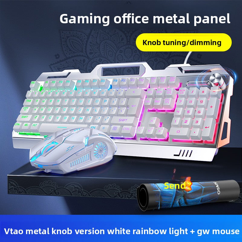 Silver Carving V2G5 Mechanical Feel Metal Keyboard Mouse Headset Three-piece Set USB Wired Gaming Computer Accessories
