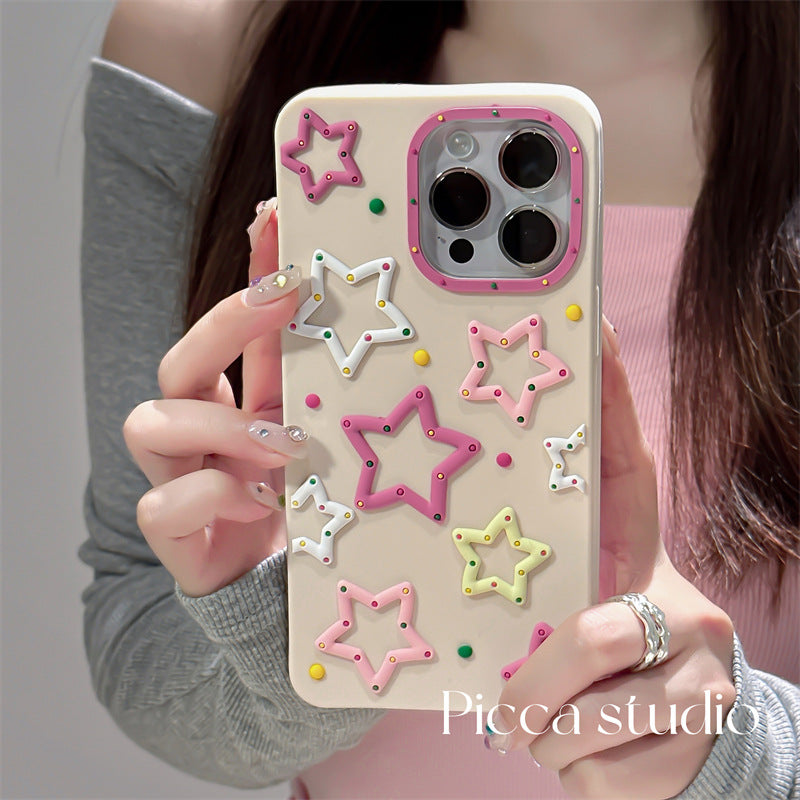 Accessories three-dimensional girl color stars for iphone14pro max mobile phone case apple 13 silicone soft case 12