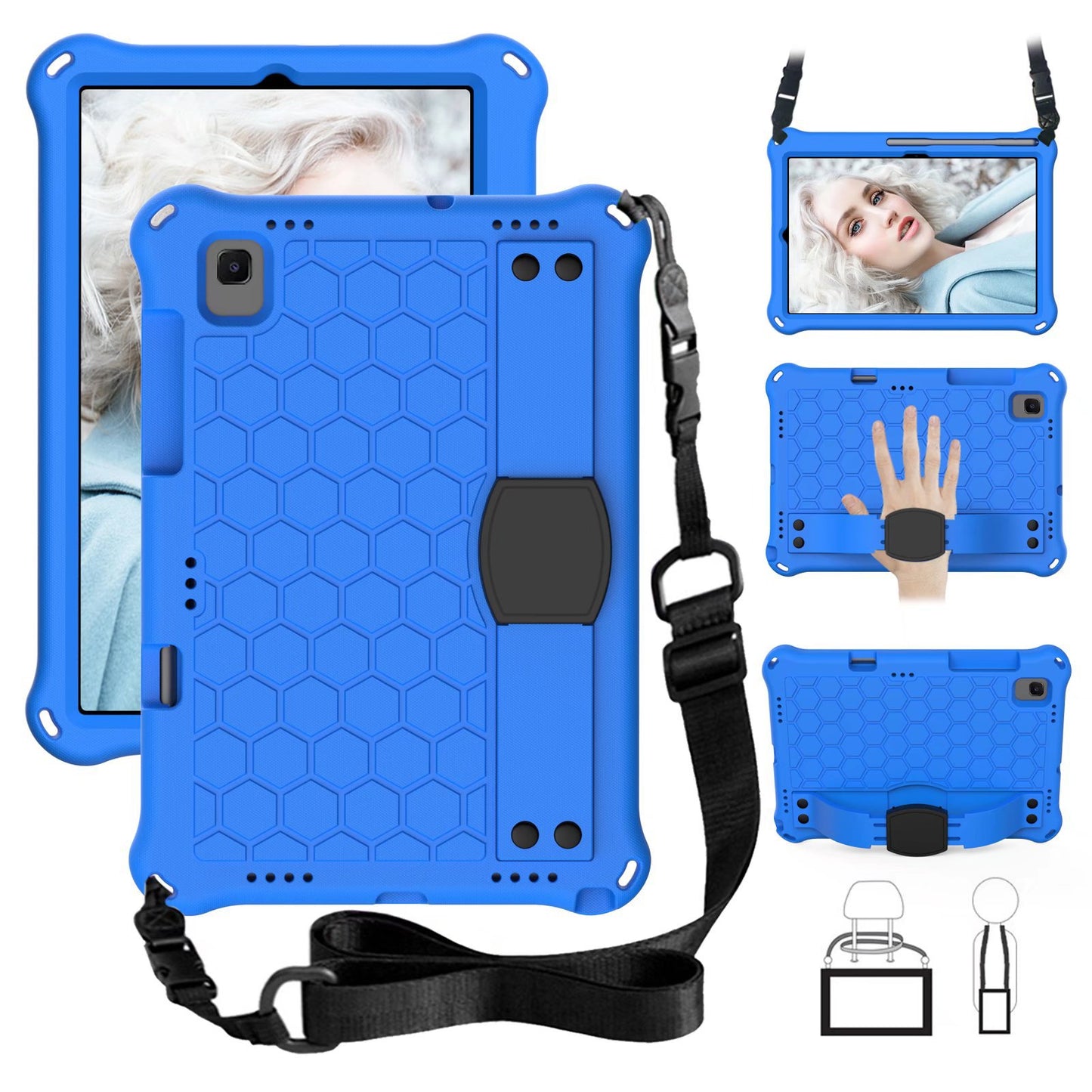 Applicable Samsung T500 Tablet A7 Protective Case EVA Children's Hand Holder T860 Pen Slot T720 Anti-drop 10.4 Shoulder Strap protective Accessories