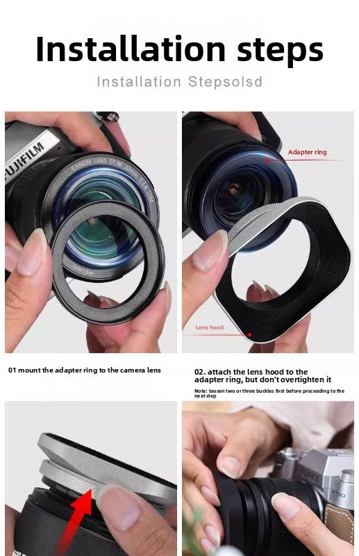 Square hood for Canon Sony Conn 16-50 Fuji 15-45/35 f2 52/43/46 mm Digital camera accessories
