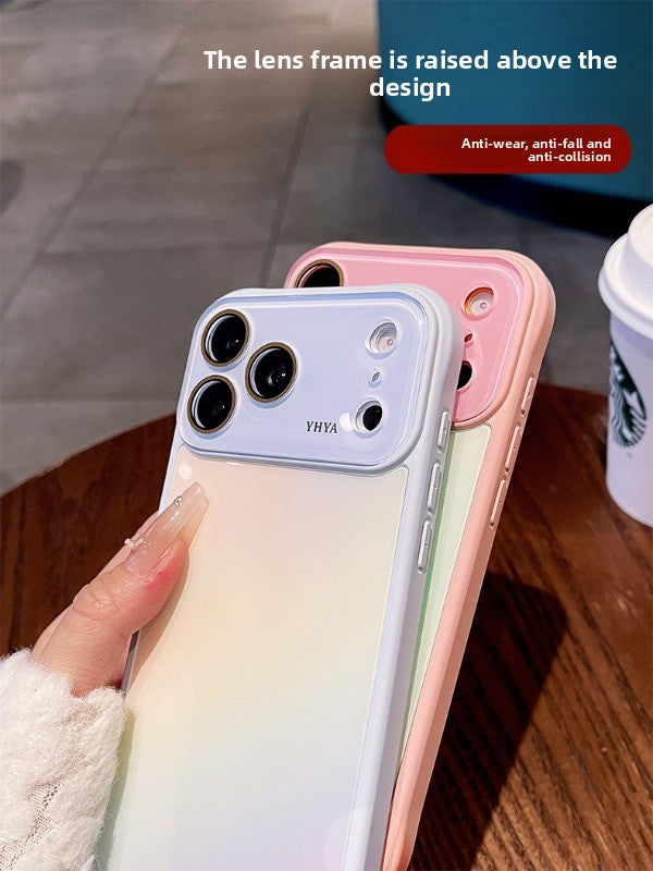 Gradual change smudged glass for iPhone 17promax mobile phone case The new iPhone16 seconds becomes larger Windows integrated lens film 15pro Ice cooling women's case Phone accessories
