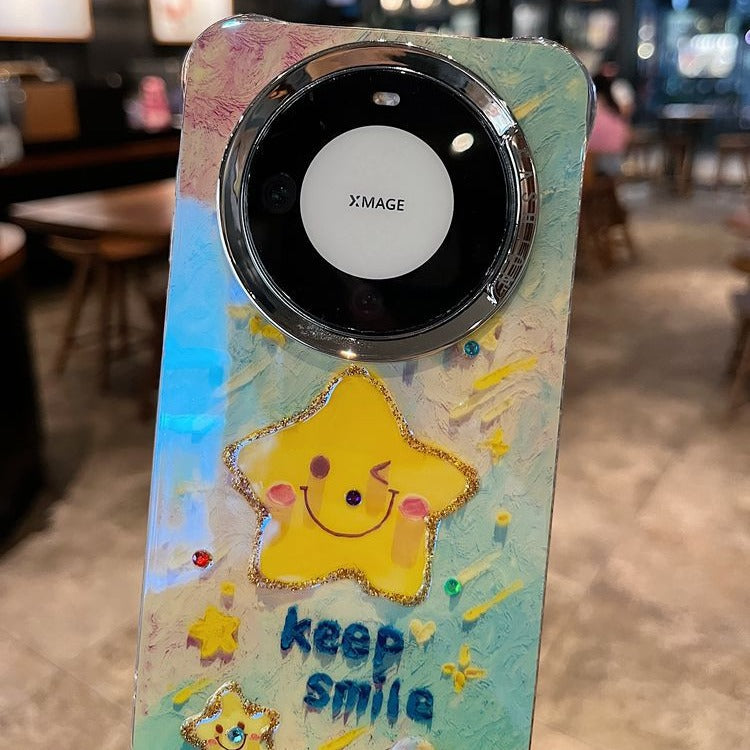 Accessories are suitable for Huawei mate60 Apple 15 series new shell cute smudge powder multiple smiley stars creative all-inclusive